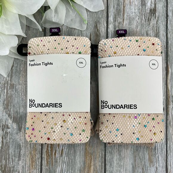 Rhinestone Fishnet Tights Pantyhose 2-Pack Sizes XXL - Picture 1 of 5